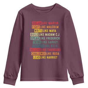 Black History Month Youth Sweatshirt Retro Inspirational Leaders TS10 Maroon Print Your Wear