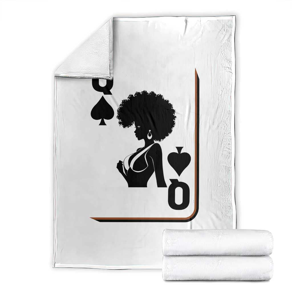 Black Queen Throw Blanket Black History Month Afro Woman Poker Card Games TS10 White Print Your Wear