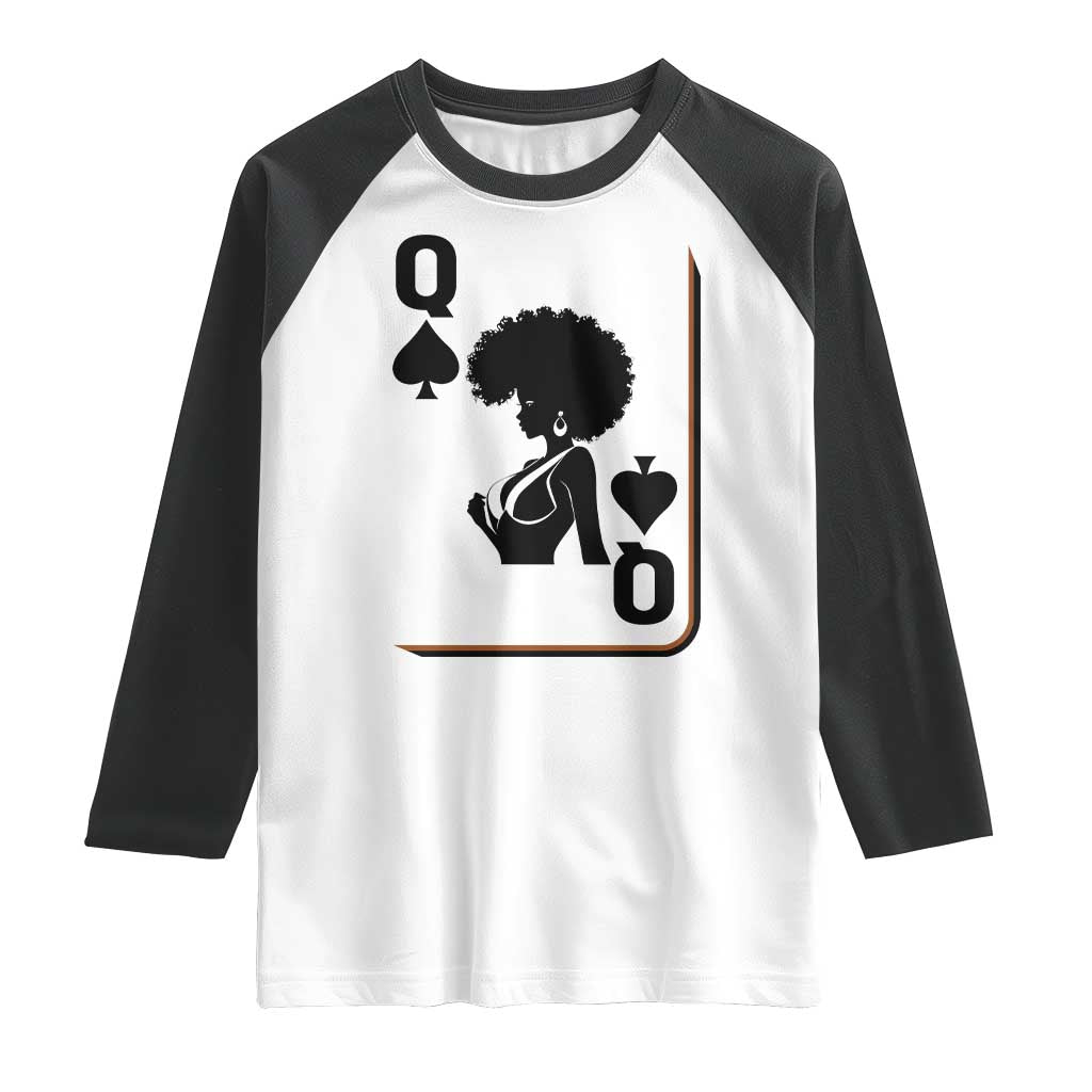 Black Queen Raglan Shirt Black History Month Afro Woman Poker Card Games TS10 White Black Print Your Wear