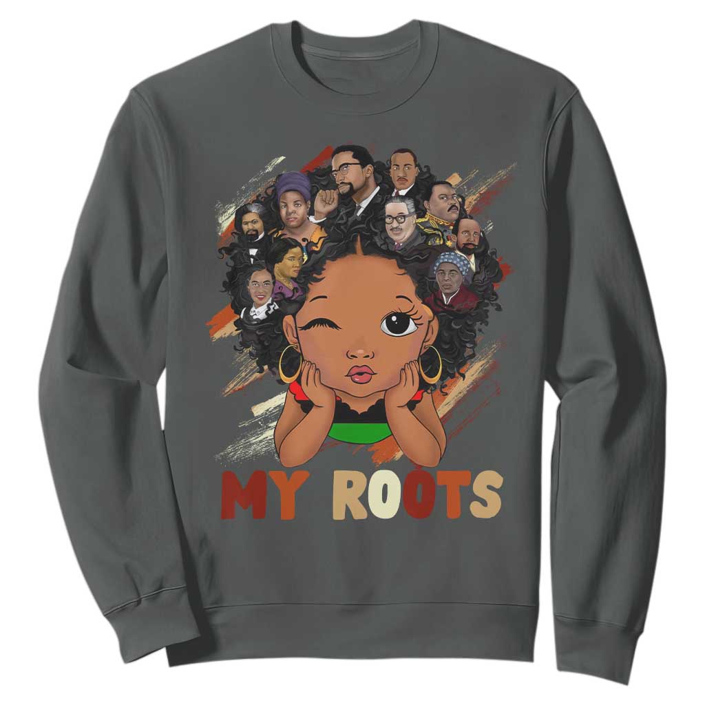 Black African Girl Sweatshirt Black History Month Juneteenth Gift Afro Empowerment TS10 Dark Heather Print Your Wear