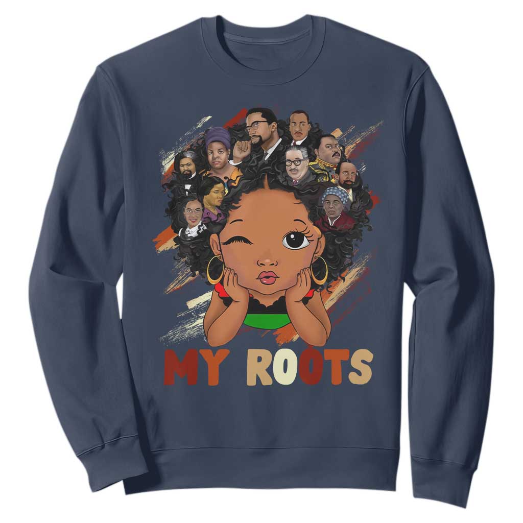 Black African Girl Sweatshirt Black History Month Juneteenth Gift Afro Empowerment TS10 Navy Print Your Wear