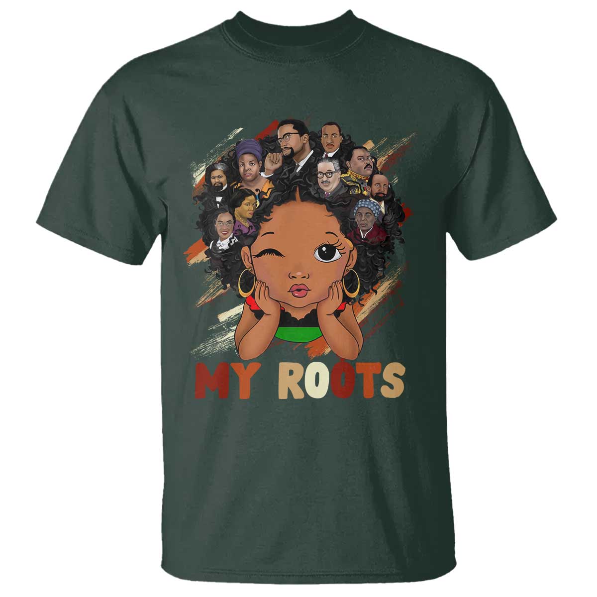 Black African Girl T Shirt Black History Month Juneteenth Gift Afro Empowerment TS10 Dark Forest Green Print Your Wear