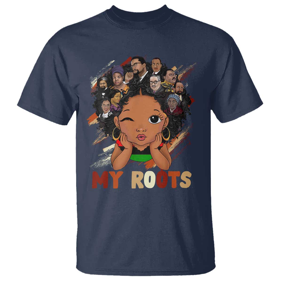 Black African Girl T Shirt Black History Month Juneteenth Gift Afro Empowerment TS10 Navy Print Your Wear