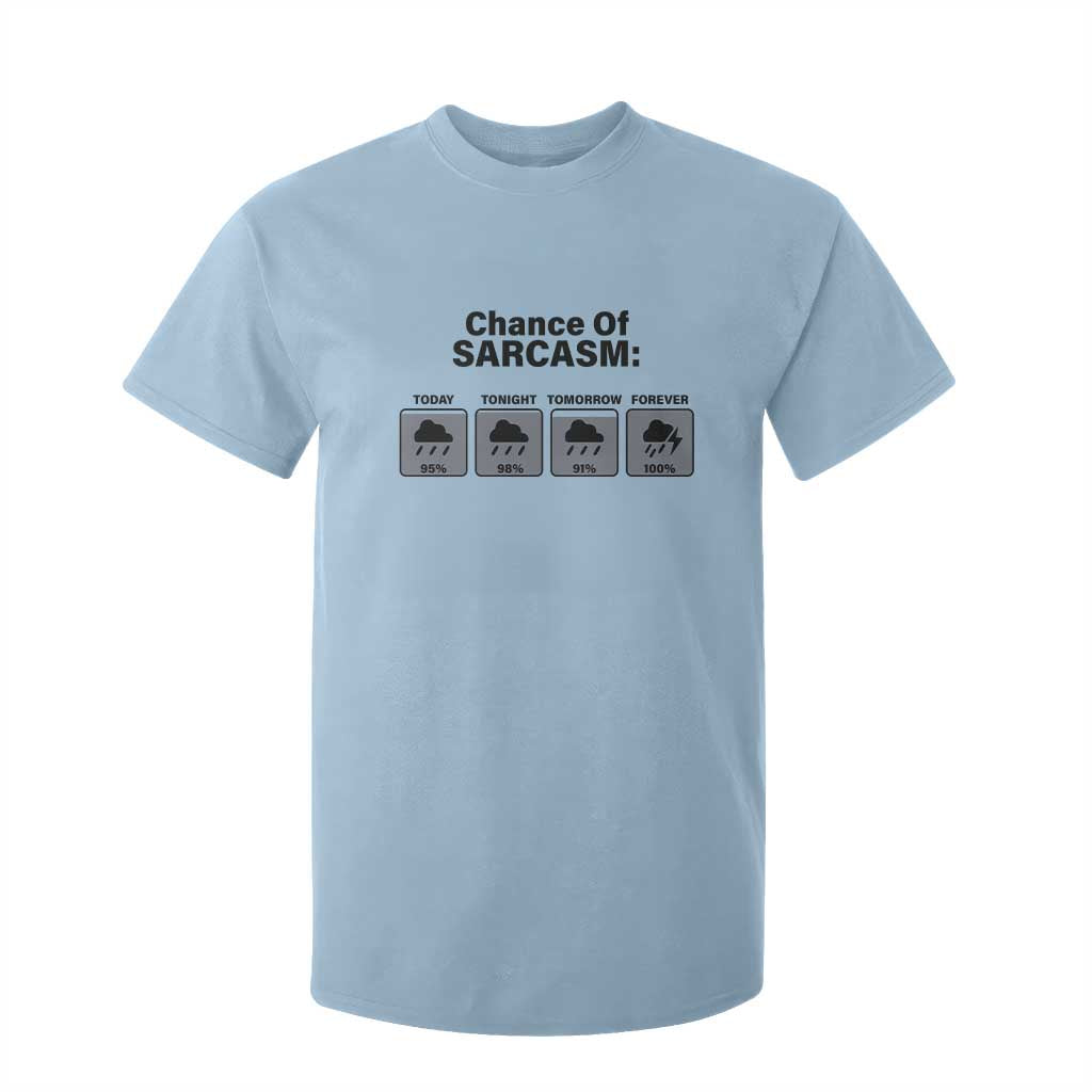 Funny Sarcastic T Shirt For Kid Chance Of Sarcasm Forecast Weather TS10 Light Blue Print Your Wear