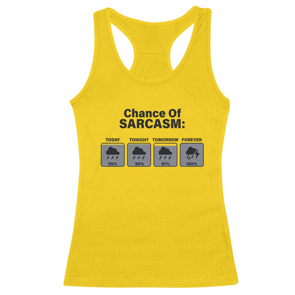 Funny Sarcastic Racerback Tank Top Chance Of Sarcasm Forecast Weather TS10 Daisy Print Your Wear