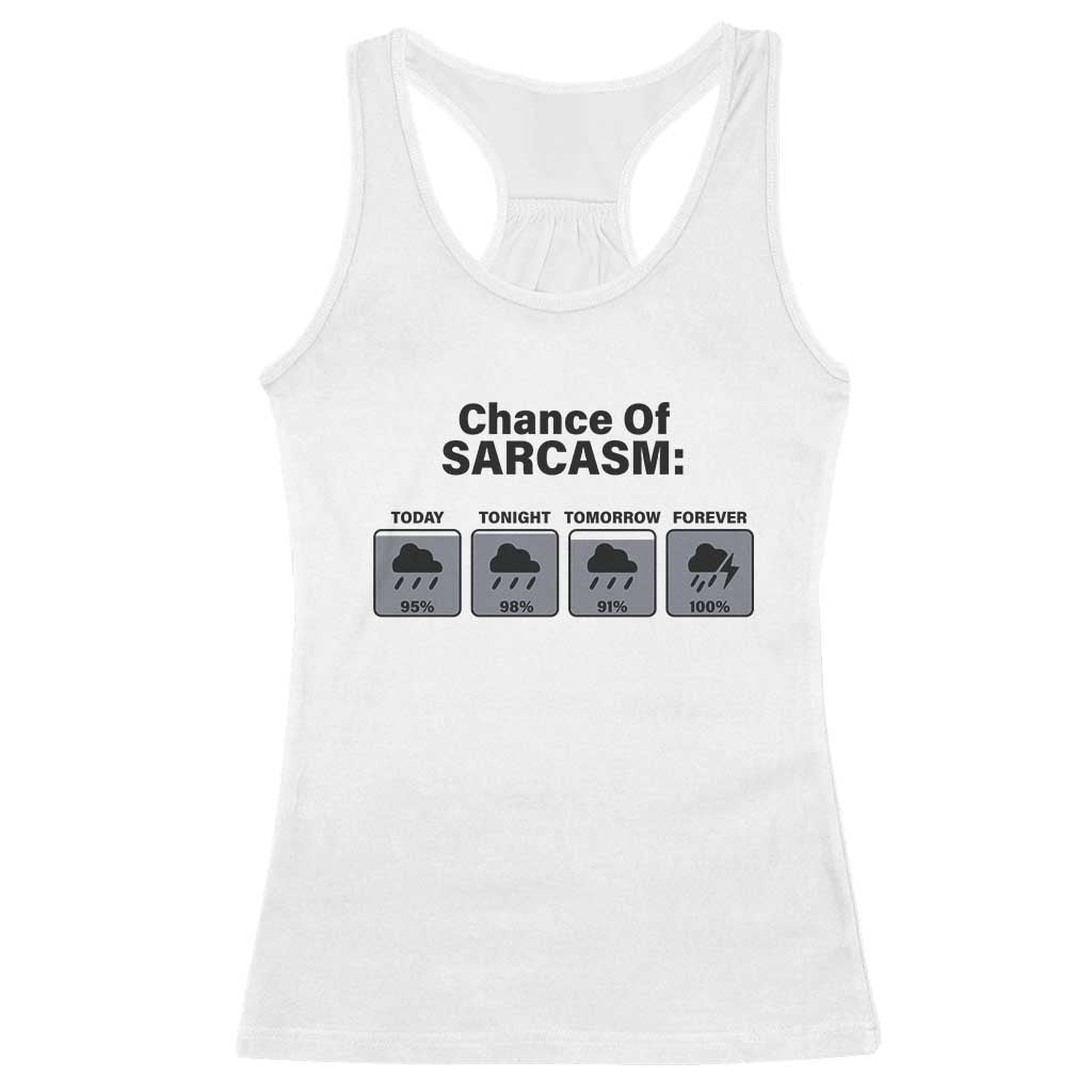 Funny Sarcastic Racerback Tank Top Chance Of Sarcasm Forecast Weather TS10 White Print Your Wear