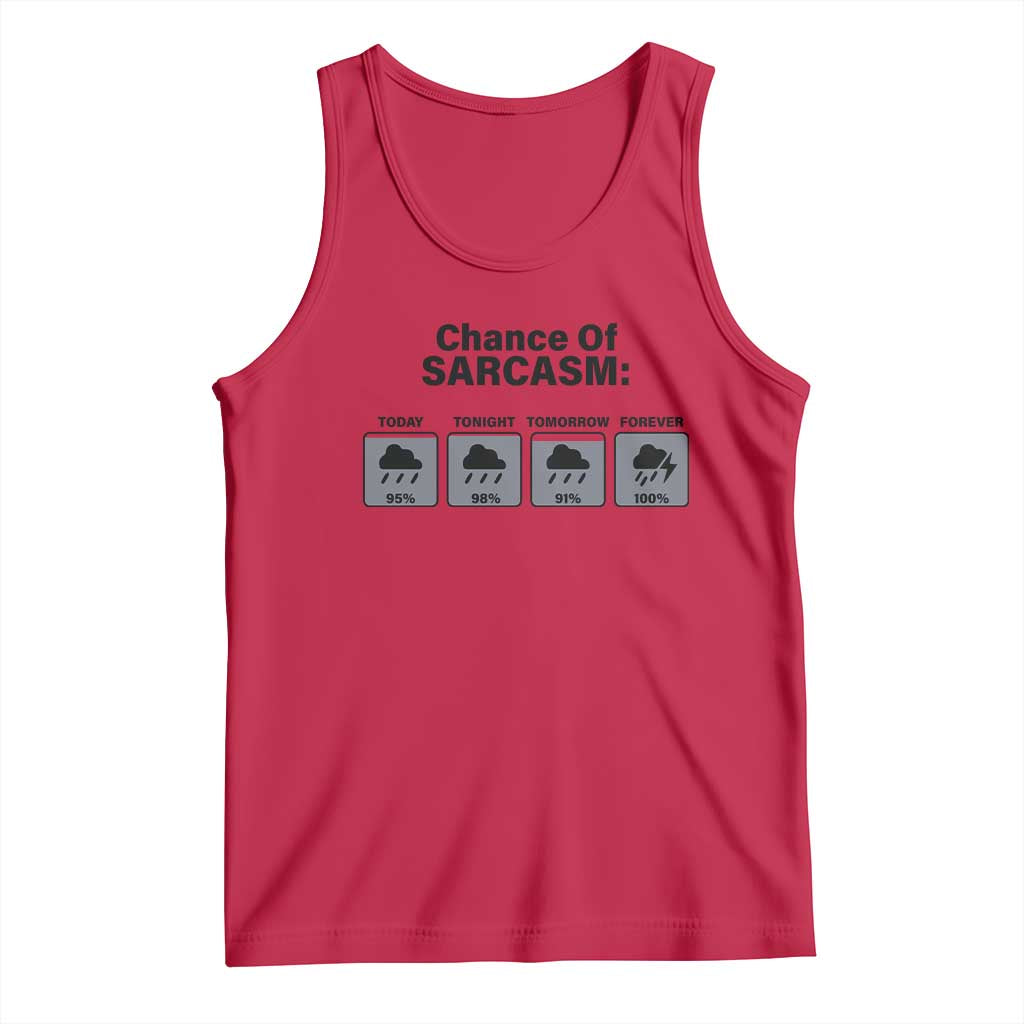 Funny Sarcastic Tank Top Chance Of Sarcasm Forecast Weather TS10 Red Print Your Wear