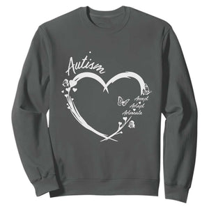 Autism Awareness Adaptation Sweatshirt Accept Adapt Advocate Love Heart TS10 Dark Heather Print Your Wear
