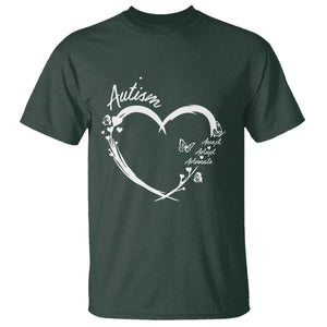Autism Awareness Adaptation T Shirt Accept Adapt Advocate Love Heart TS10 Dark Forest Green Print Your Wear