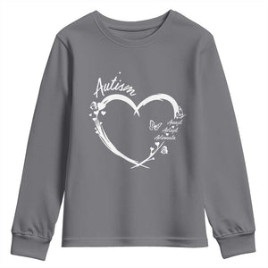 Autism Awareness Adaptation Youth Sweatshirt Accept Adapt Advocate Love Heart TS10 Charcoal Print Your Wear