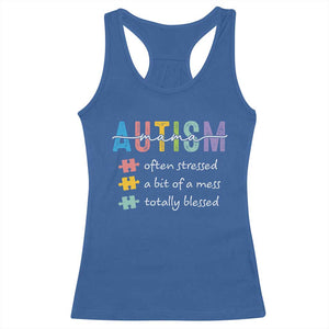 Blessed Autism Mama Racerback Tank Top Often Stressed A Bit of A Mess Totally Blessed TS10 Royal Blue Print Your Wear