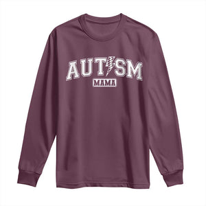 Autism Mama Lightning Bolt Checkered Long Sleeve Shirt Autistic Mom Blessed TS10 Maroon Print Your Wear