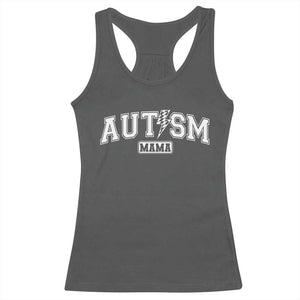 Autism Mama Lightning Bolt Checkered Racerback Tank Top Autistic Mom Blessed TS10 Dark Heather Print Your Wear