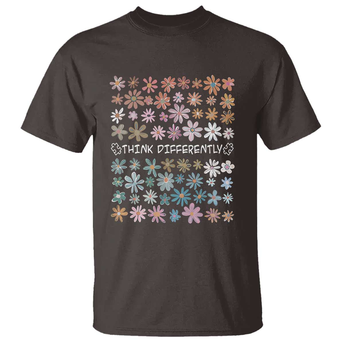 Autism Awareness T Shirt Think Differently Neurodiversity Sped Teacher TS10 Dark Chocolate Print Your Wear