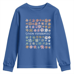 Autism Awareness Youth Sweatshirt Think Differently Neurodiversity Sped Teacher TS10 Royal Blue Print Your Wear