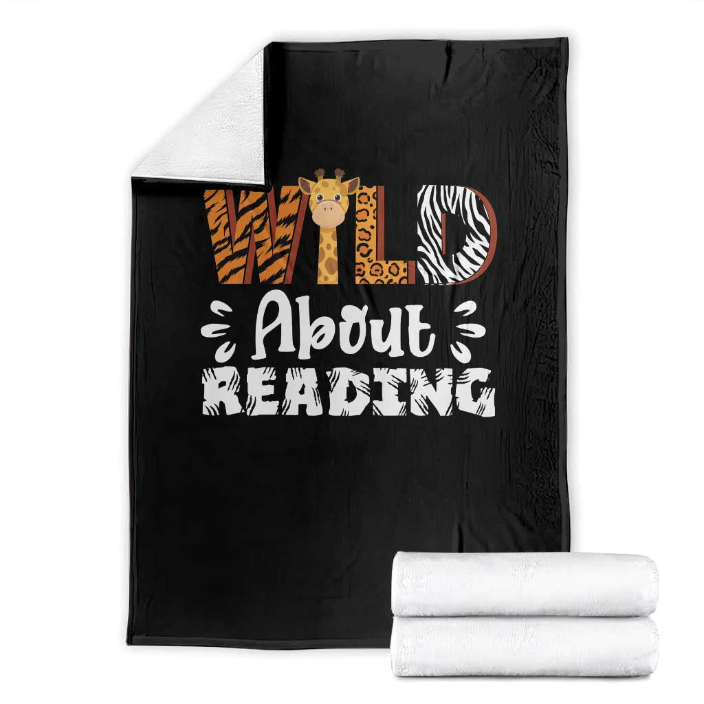 Wild About Reading Throw Blanket Cute Animal Print Reading Lover Kids Teachers TS10 Black Print Your Wear