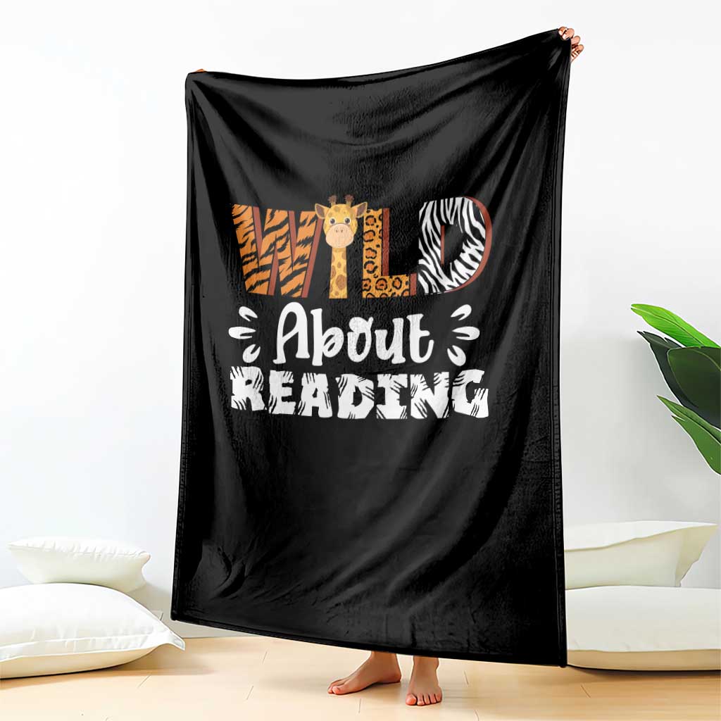 Wild About Reading Throw Blanket Cute Animal Print Reading Lover Kids Teachers TS10 Print Your Wear