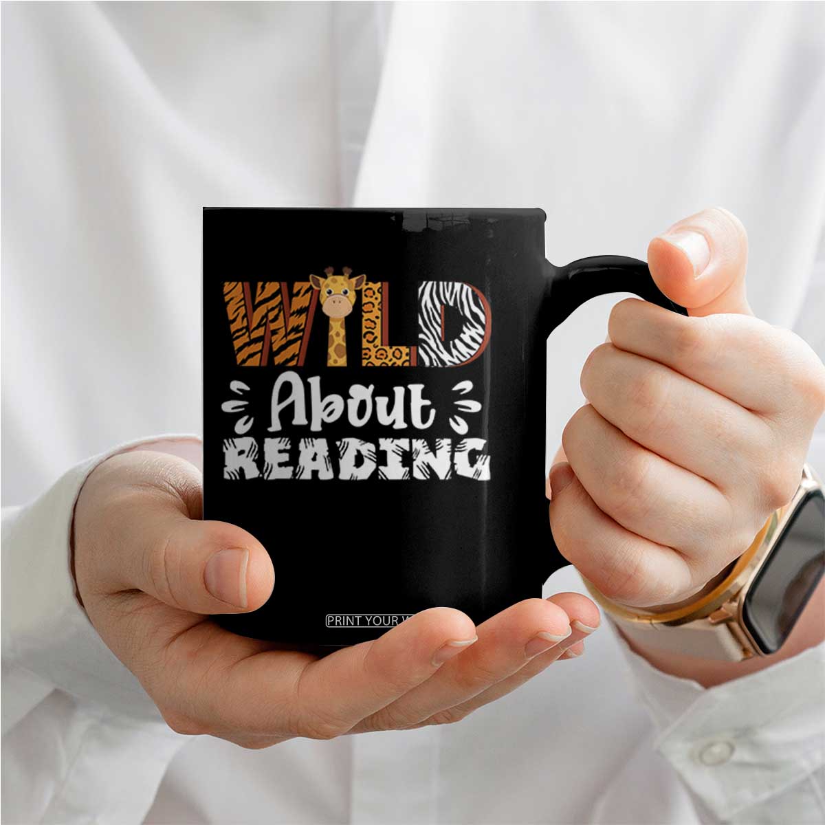 Wild About Reading Coffee Mug Cute Animal Print Reading Lover Kids Teachers TS10 Print Your Wear