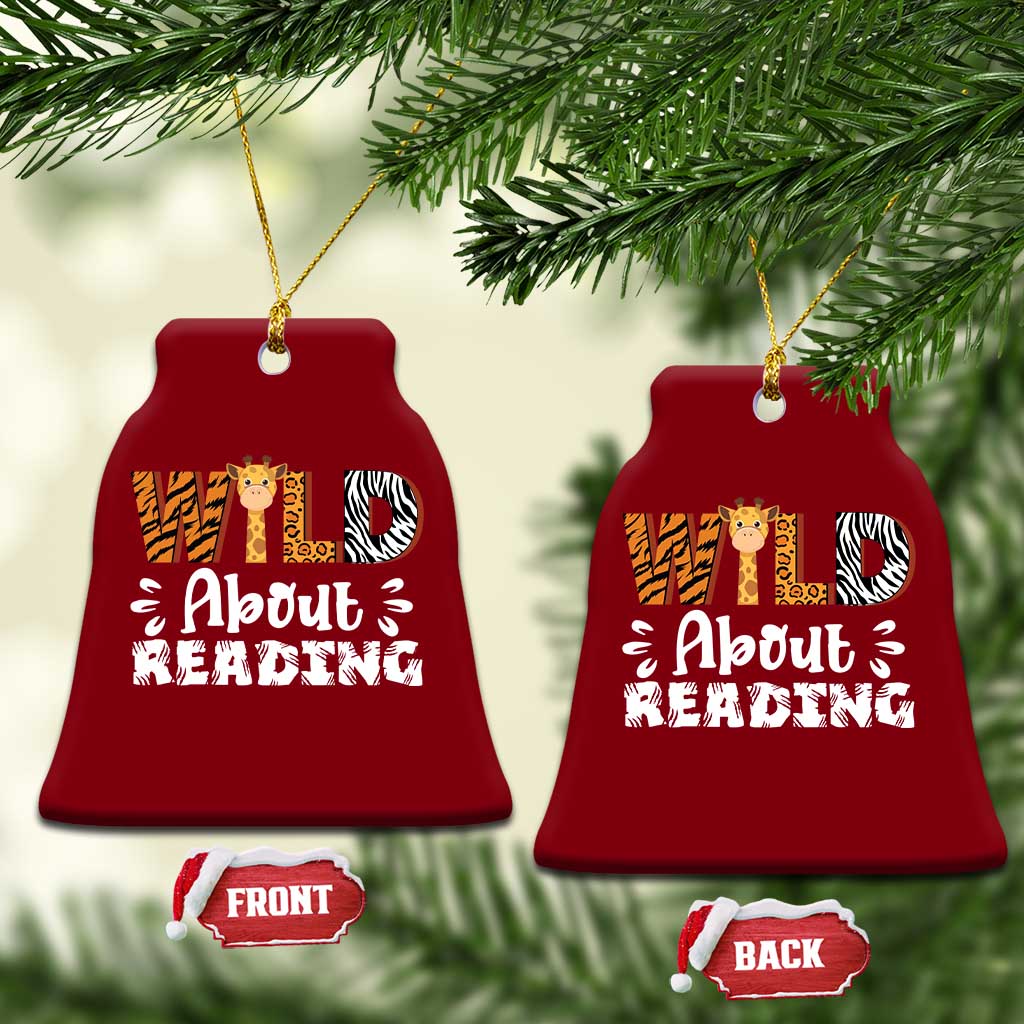 Wild About Reading Ceramic Ornament Cute Animal Print Reading Lover Kids Teachers TS10 Print Your Wear