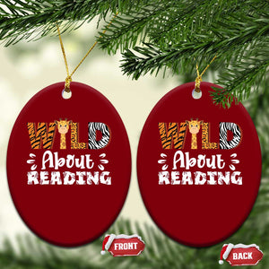 Wild About Reading Ceramic Ornament Cute Animal Print Reading Lover Kids Teachers TS10 Print Your Wear