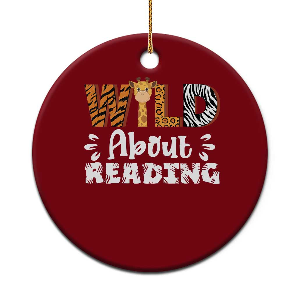 Wild About Reading Ceramic Ornament Cute Animal Print Reading Lover Kids Teachers TS10 1pc Red Print Your Wear