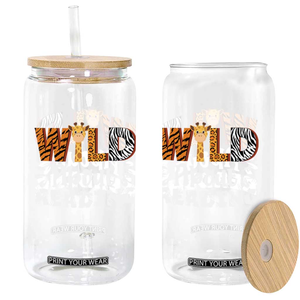 Wild About Reading Glass Can Cute Animal Print Reading Lover Kids Teachers TS10 Print Your Wear
