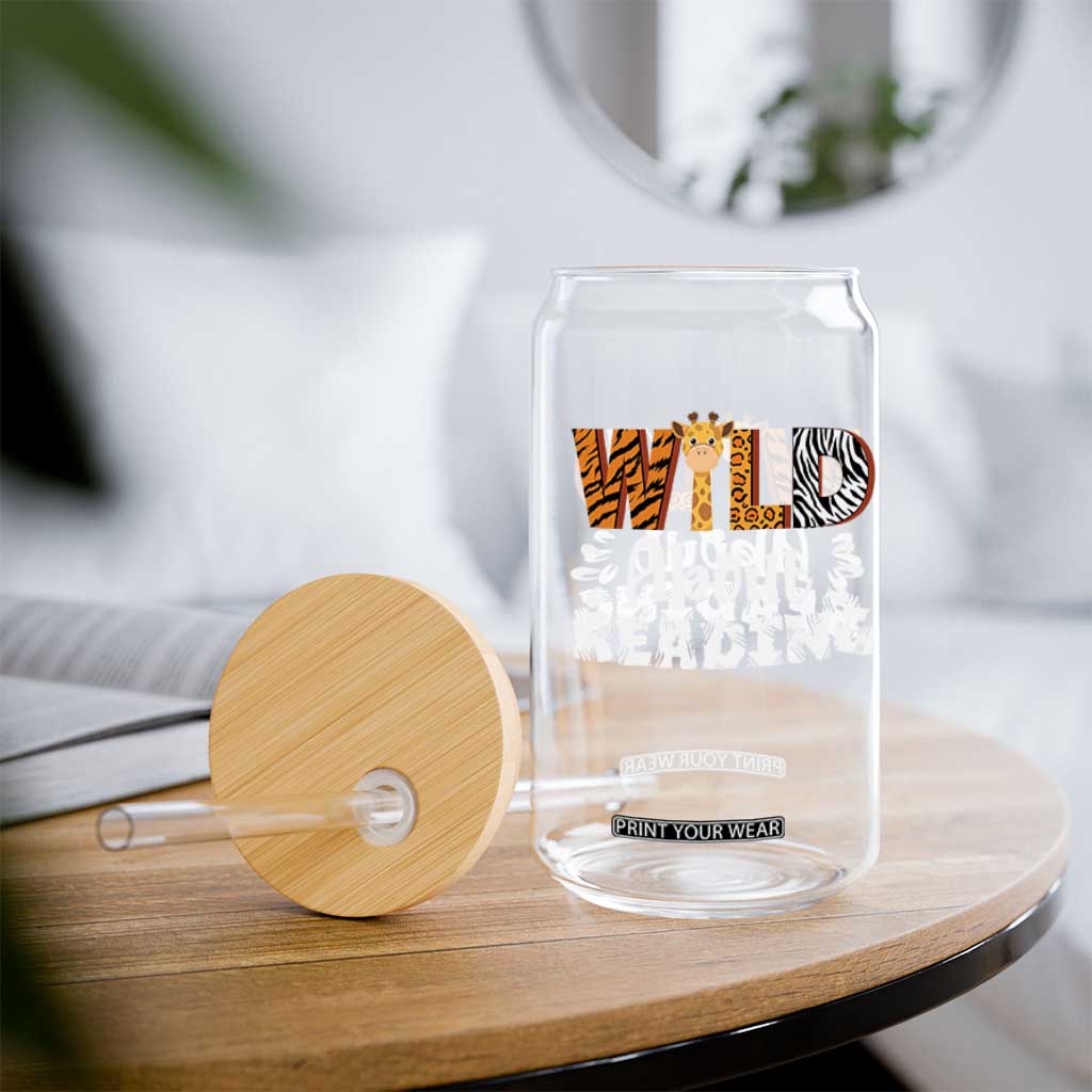 Wild About Reading Glass Can Cute Animal Print Reading Lover Kids Teachers TS10 Print Your Wear