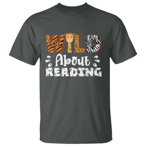 Wild About Reading T Shirt Cute Animal Print Reading Lover Kids Teachers TS10 Dark Heather Print Your Wear