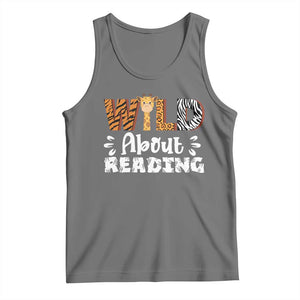 Wild About Reading Tank Top Cute Animal Print Reading Lover Kids Teachers TS10 Black Heather Print Your Wear
