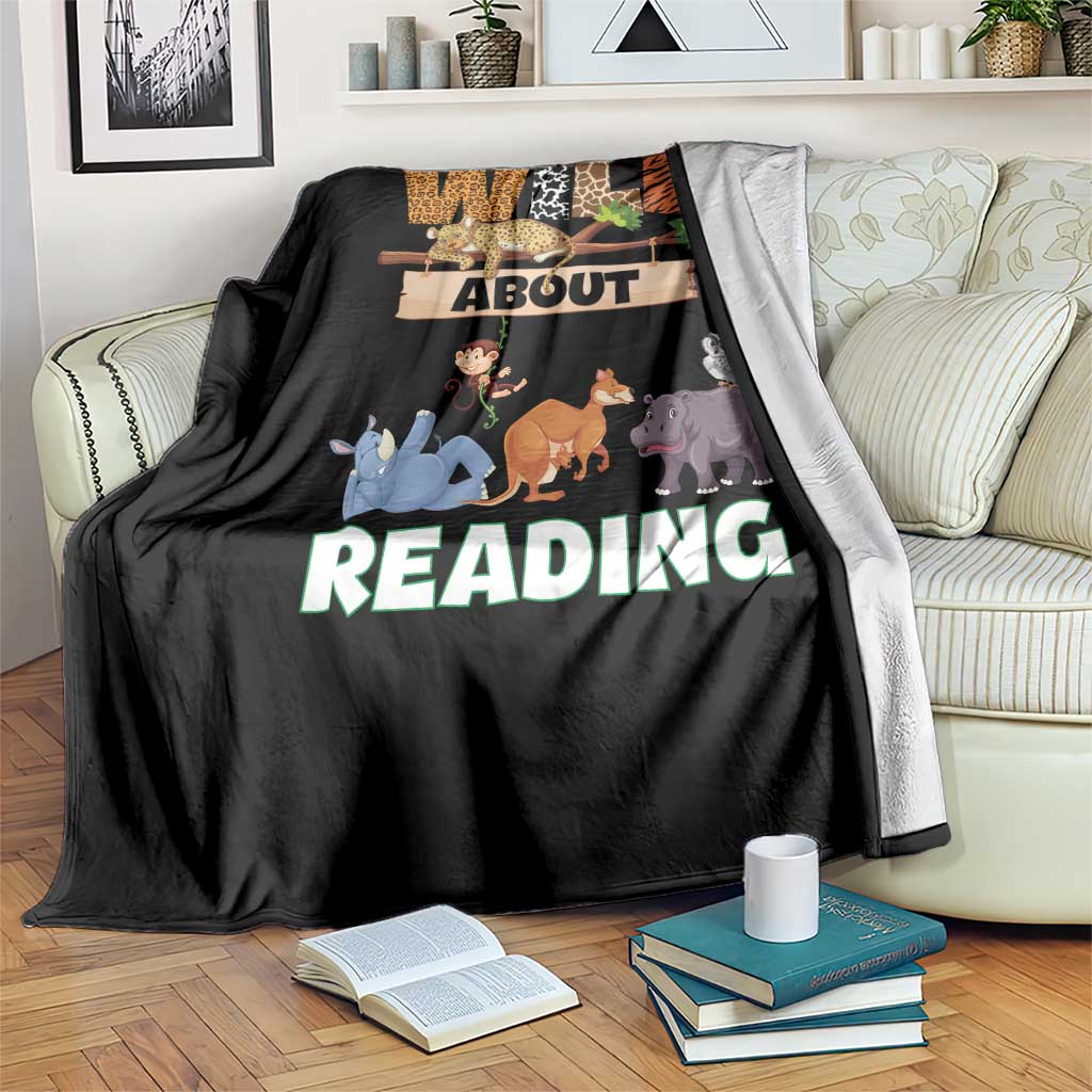 Wild About Reading Throw Blanket Cute Animal Book Lover Kids Teachers TS10 Print Your Wear