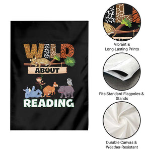 Wild About Reading Garden Flag Cute Animal Book Lover Kids Teachers TS10 Print Your Wear