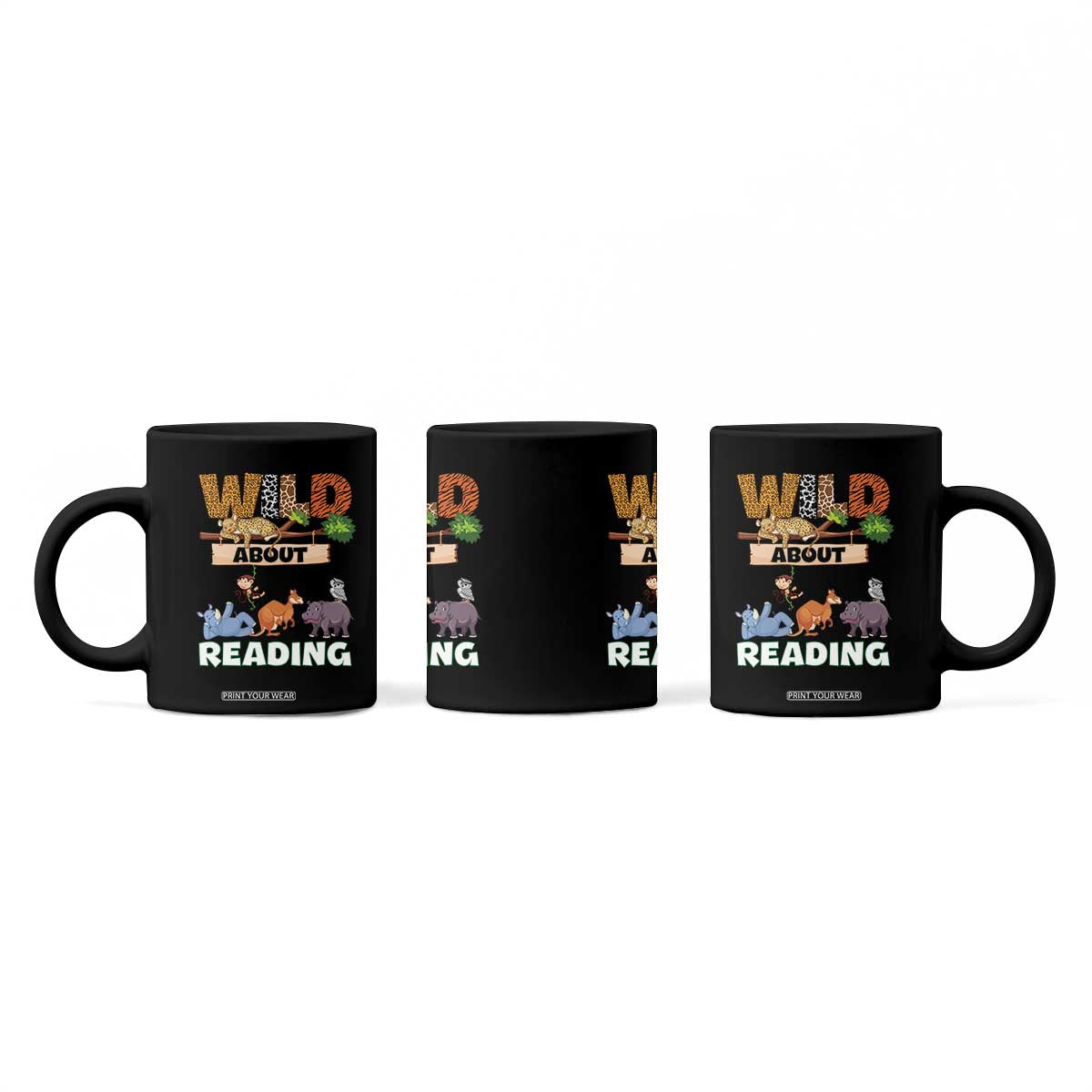 Wild About Reading Coffee Mug Cute Animal Book Lover Kids Teachers TS10 Print Your Wear