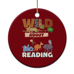 Wild About Reading Ceramic Ornament Cute Animal Book Lover Kids Teachers TS10 1pc Red Print Your Wear