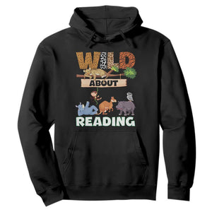 Wild About Reading Hoodie Cute Animal Book Lover Kids Teachers TS10 Black Print Your Wear