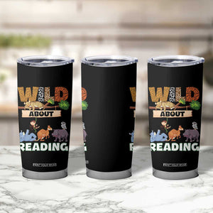 Wild About Reading Tumbler Cup Cute Animal Book Lover Kids Teachers TS10 Print Your Wear