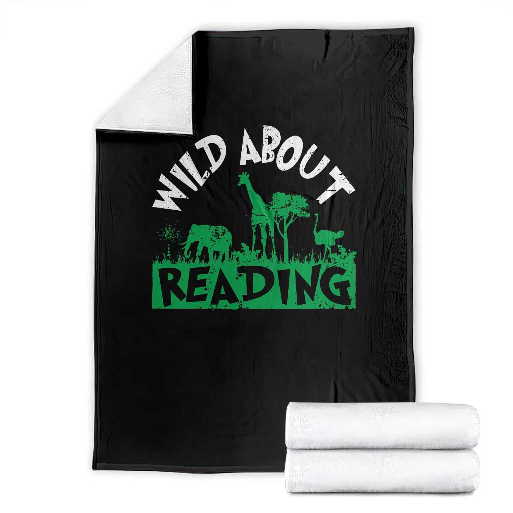 Wild About Reading Throw Blanket Cute Safari Animal Reading Shirt Preschool Kindergarten TS10 Black Print Your Wear