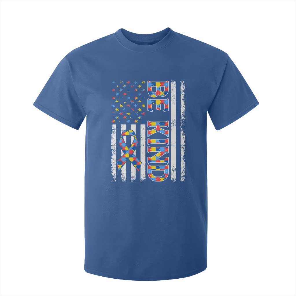 Be Kind Autism T Shirt For Kid USA flag Autistic Support TS10 Royal Blue Print Your Wear