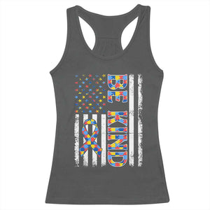 Be Kind Autism Racerback Tank Top USA flag Autistic Support TS10 Dark Heather Print Your Wear