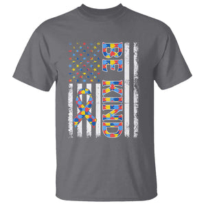 Be Kind Autism T Shirt USA flag Autistic Support TS10 Charcoal Print Your Wear