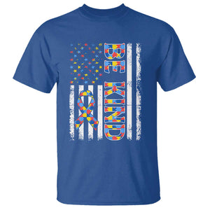 Be Kind Autism T Shirt USA flag Autistic Support TS10 Royal Blue Print Your Wear