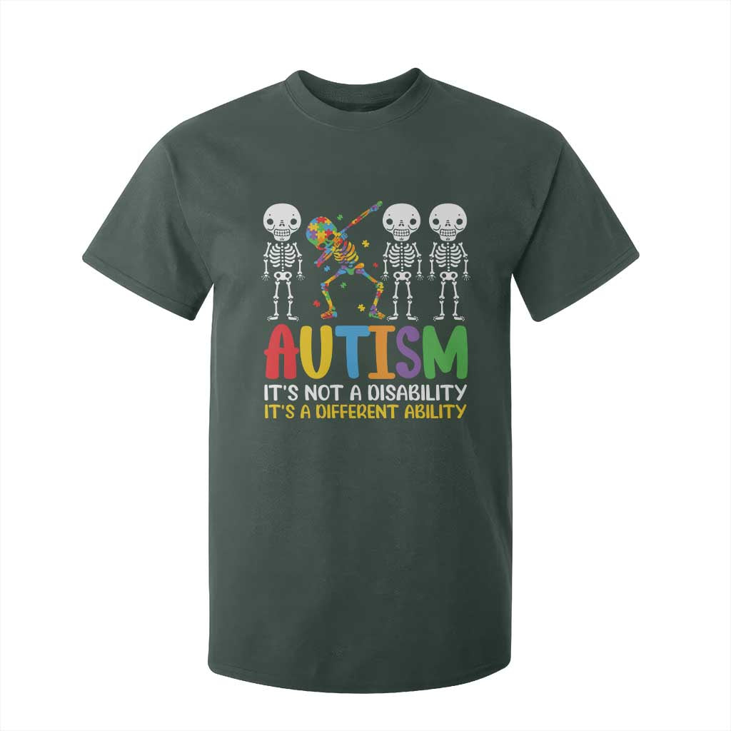 Autism Awareness T Shirt For Kid Skeleton Dabbing Autistic Kids TS10 Dark Forest Green Print Your Wear