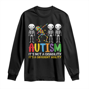 Autism Awareness Long Sleeve Shirt Skeleton Dabbing Autistic Kids TS10 Black Print Your Wear