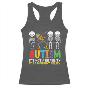 Autism Awareness Racerback Tank Top Skeleton Dabbing Autistic Kids TS10 Dark Heather Print Your Wear