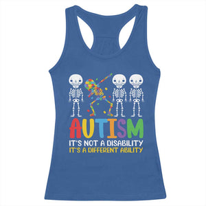 Autism Awareness Racerback Tank Top Skeleton Dabbing Autistic Kids TS10 Royal Blue Print Your Wear