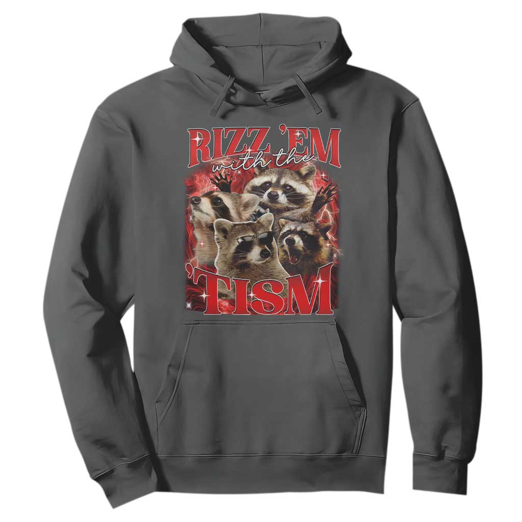 Autism Funny Hoodie Rizz Em With The Tism Meme Autistic Racoon TS10 Dark Heather Print Your Wear