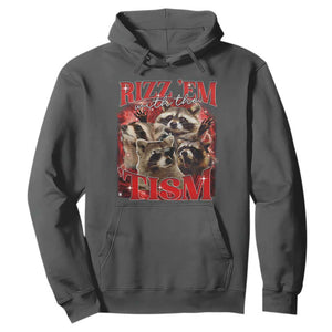 Autism Funny Hoodie Rizz Em With The Tism Meme Autistic Racoon TS10 Dark Heather Print Your Wear