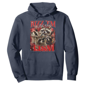 Autism Funny Hoodie Rizz Em With The Tism Meme Autistic Racoon TS10 Navy Print Your Wear