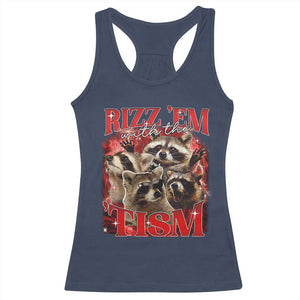 Autism Funny Racerback Tank Top Rizz Em With The Tism Meme Autistic Racoon TS10 Navy Print Your Wear