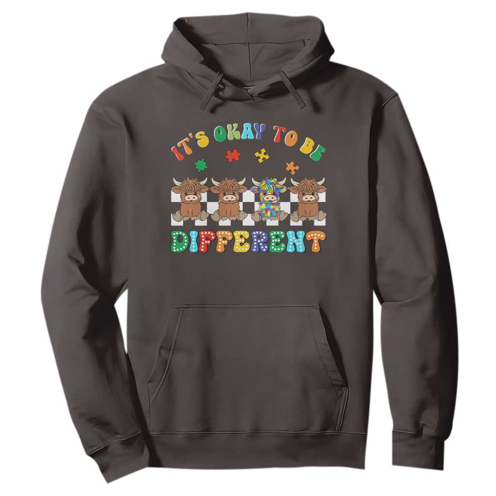 Its Okay To Be Different Autism Awareness Hoodie Autistic Cow Positivity Vibe TS10 Dark Chocolate Print Your Wear