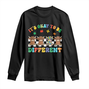 Its Okay To Be Different Autism Awareness Long Sleeve Shirt Autistic Cow Positivity Vibe TS10 Black Print Your Wear